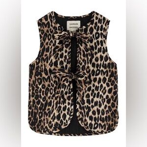 Damson Madder Tilly Leopard Print Organic Cotton Quilted Gilet Vest